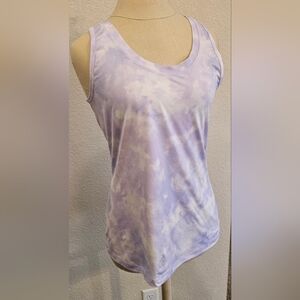 ATHLETA Scoop neck Racer Back Tank Purple/lavender & white Tie dye Medium